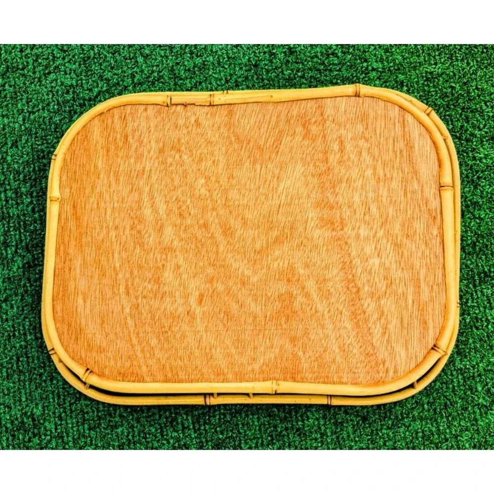 Vintage Woven Bamboo Rattan Wicker Tiki Bar Lap Pier 1 Serving Tray 19